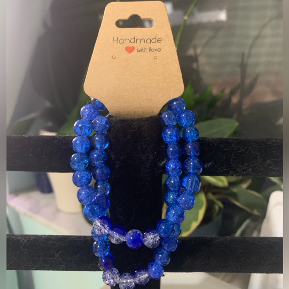 2 Glass Crackle Bead Bracelet Set